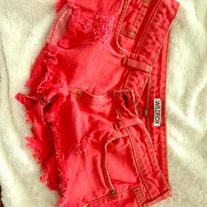 Distressed cutoff jean shorts